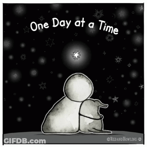 Black And White Man Hugging Dog One Day At A Time GIF