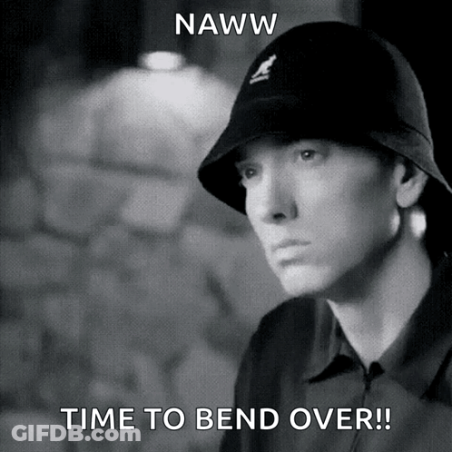 Black And White Man In Bucket Hat Naww Time To Bend Over GIF