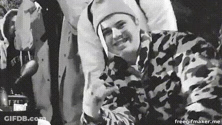 Black And White Man In Camouflage Jacket Beanie GIF