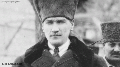 Black And White Man In Fur Hat And Coat GIF