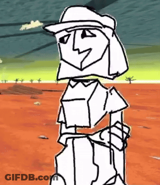 Black And White Man In Hat Holding Stick GIF
