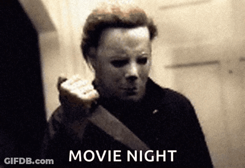Black And White Man In Mask Movie Night GIF