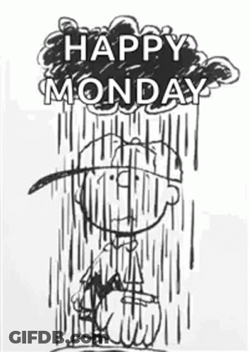 Black And White Man In Rain Happy Monday GIF