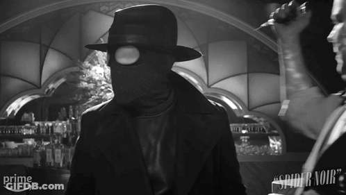 Black And White Man In Spider Noir Mask GIF
