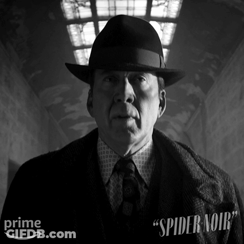 Black And White Man In Suit And Hat Spider Noir GIF