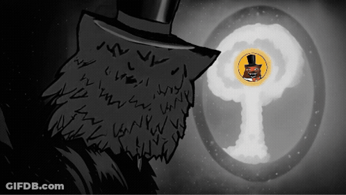 Black And White Man In Top Hat Watching Nuclear Explosion GIF