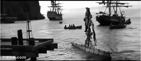 Black And White Man On Boat GIF