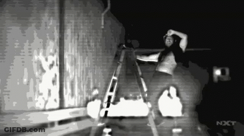 Black And White Man On Ladder With NXT GIF