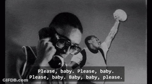 Black And White Man On Phone Saying Please Baby GIF