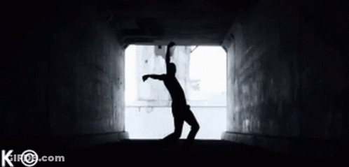 Black And White Man On Ramp Giving Peace Sign GIF