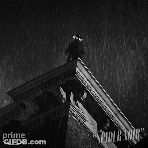 Black And White Man On Roof With Lightning Bolt GIF