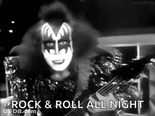 Black And White Man Playing Guitar Rock & Roll All Night GIF