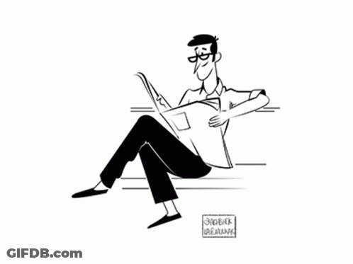 Black And White Man Reading Newspaper GIF