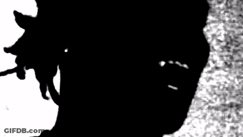 Black And White Man's Mouth With Camera4 Watermark GIF