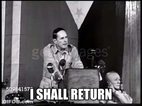 Black And White Man Saying I Shall Return GIF