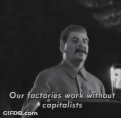 Black And White Man Saying Our Factories Work Without Capitalists GIF