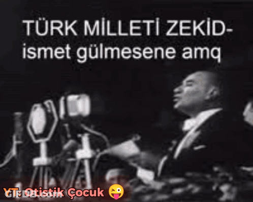 Black And White Man Speaking Into Microphone With Turk Milleti Zekid GIF