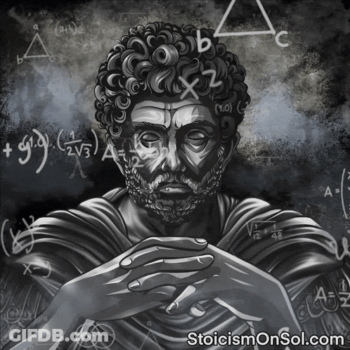 Black And White Man Surrounded By Math Equations Stoicismonsol.com GIF