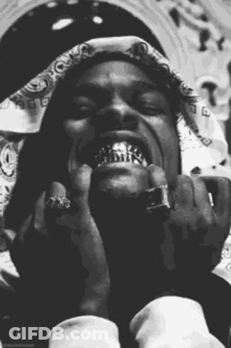 Black And White Man With Bandana And Grilled Teeth GIF