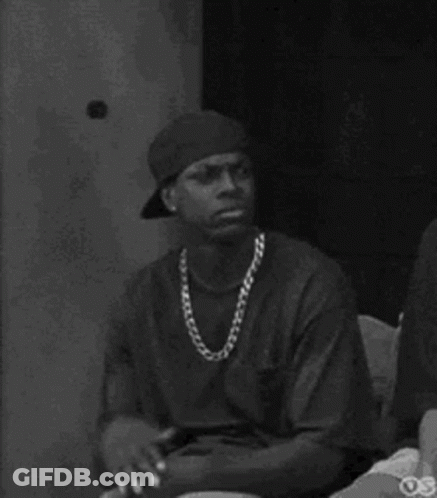 Black And White Man With Baseball Cap And Chain GIF