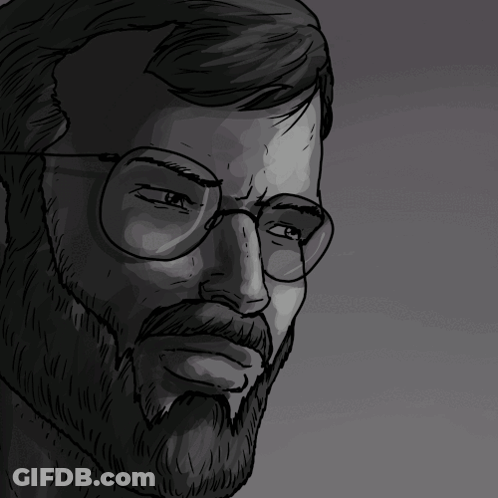 Black And White Man With Beard And Glasses GIF