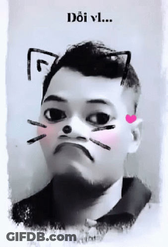 Black And White Man With Cat Ears GIF