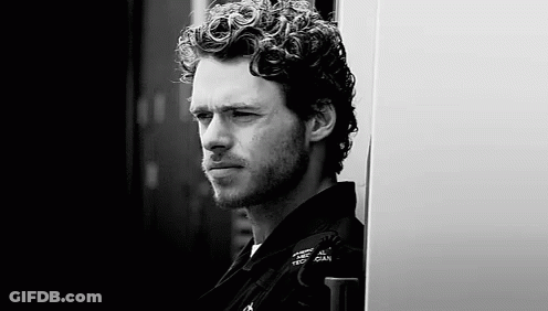 Black And White Man With Curly Hair And Beard GIF