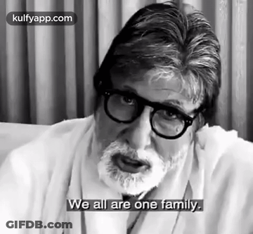 Black And White Man With Glasses And Beard Saying We All Are One Family GIF