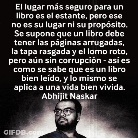 Black And White Man With Glasses And Spanish Quote GIF