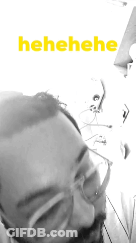 Black And White Man With Glasses And Yellow Henehene GIF