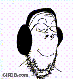 Black And White Man With Headphones And Beard GIF