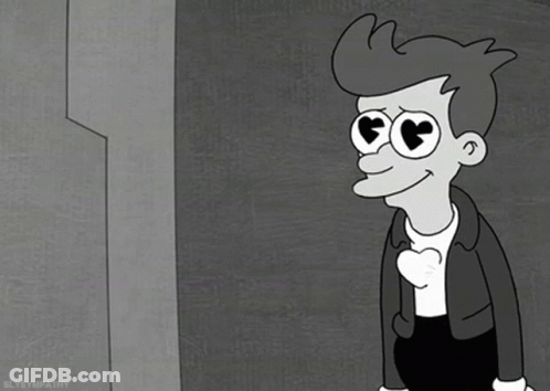 Black And White Man With Heart Eyes And Heart Mouth GIF