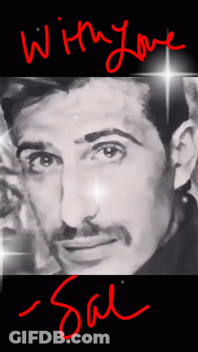 Black And White Man With Love In Red GIF