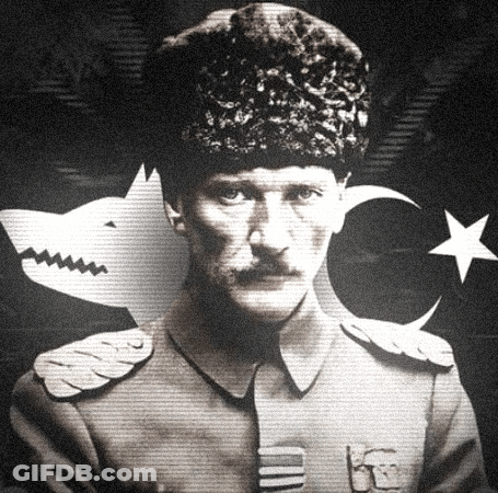 Black And White Man With Mustache And Flag GIF