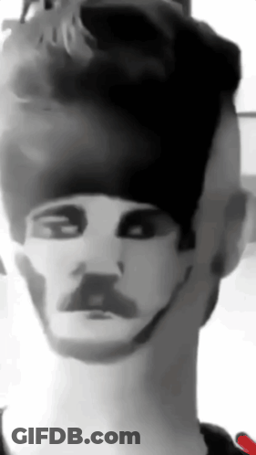 Black And White Man With Mustache And Hat GIF