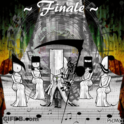 Black And White Man With Scythe Finale GIF