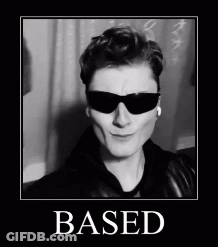 Black And White Man With Sunglasses Saying Based GIF