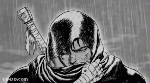 Black And White Man With Sword Covering Face GIF