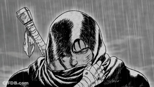 Black And White Man With Sword GIF
