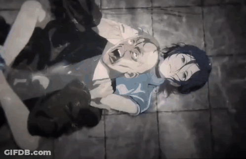 Black And White Man Woman Lying On Ground GIF