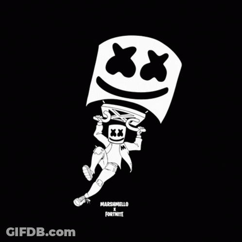 Black And White Marshmello Holding Marshmallow GIF
