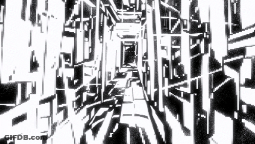 Black And White Maze With Buildings GIF
