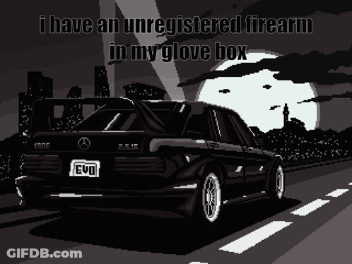 Black And White Mercedes With Firearm Warning GIF
