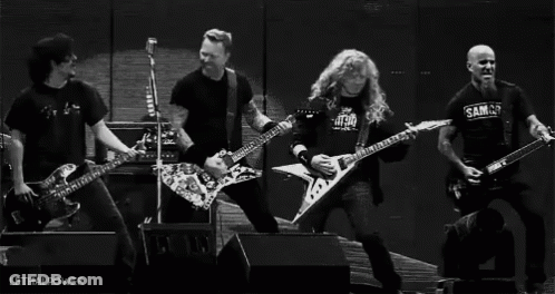 Black And White Metallica Playing Guitars GIF