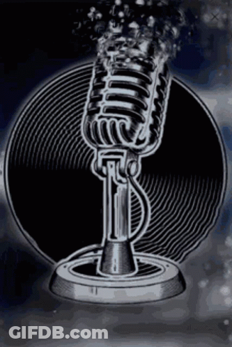 Black And White Microphone With Bubbles GIF