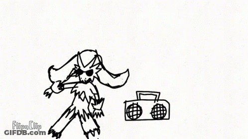 Black And White Monster Dancing Next To Radio GIF