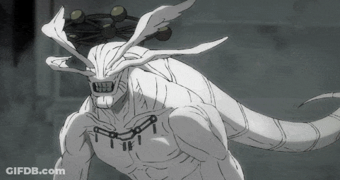 Black And White Monster With Horns And Chain GIF