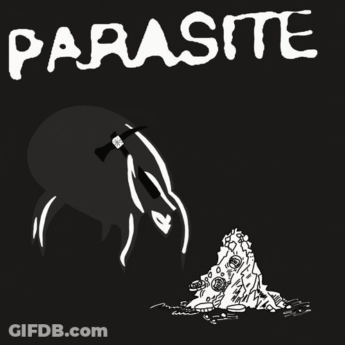 Black And White Monster With Parasite GIF