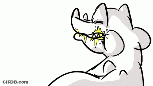 Black And White Monster With Yellow Mouth And Teeth GIF