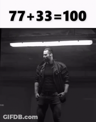 Black And White Muscular Man 77 + 33 = 100 GIF